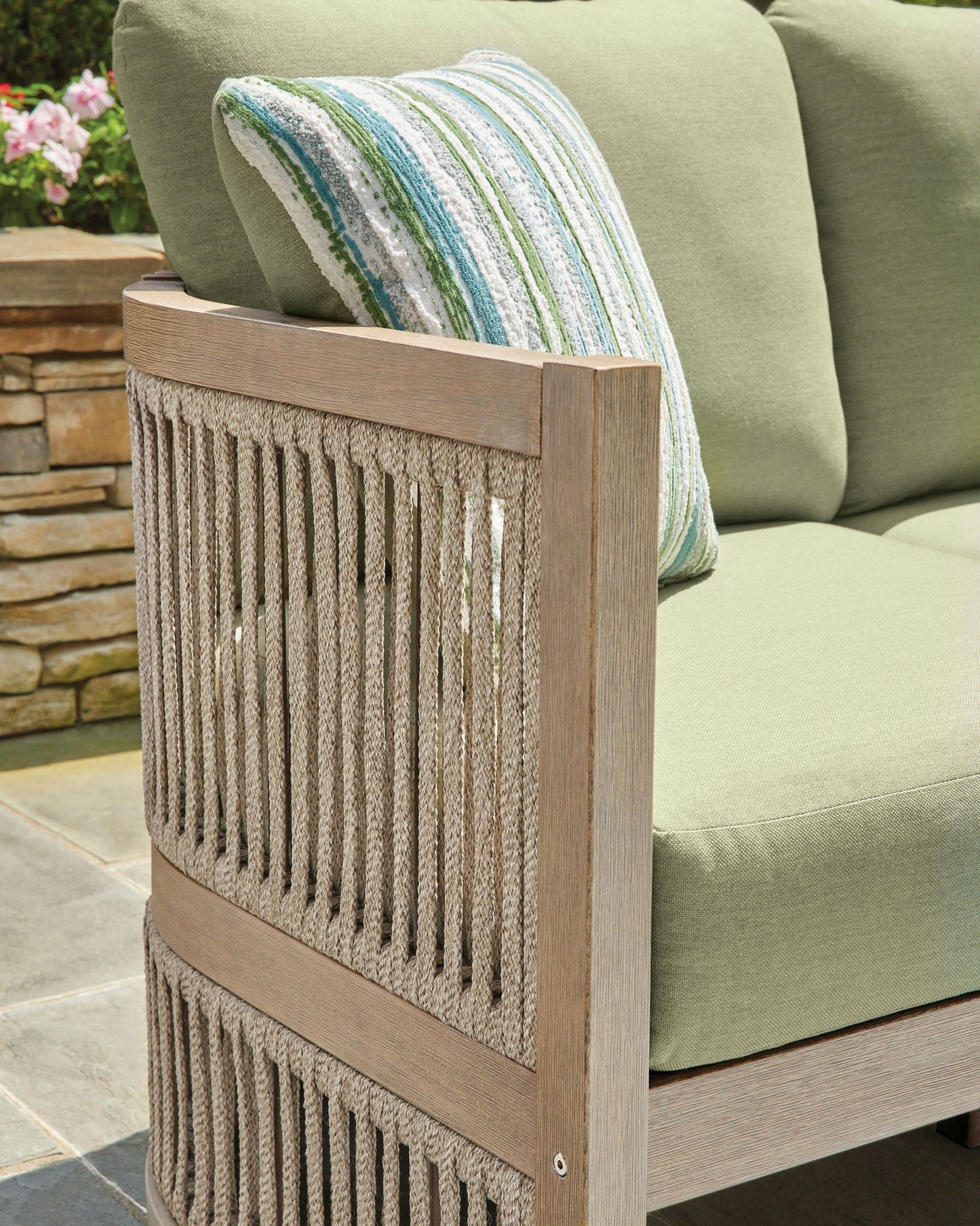 Harbor Point Eucalyptus Rope Outdoor Sofa with Performance Cushions