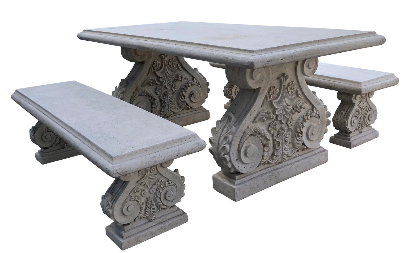 The Acanthus Courtyard Dining Table & Bench Set
