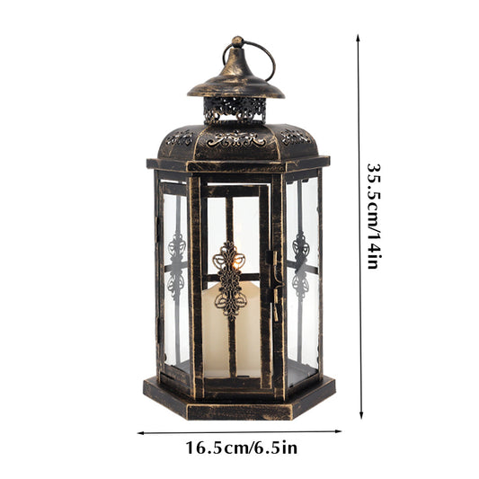 12“H Medium Metal Candle Holder(Black with Gold Brush)