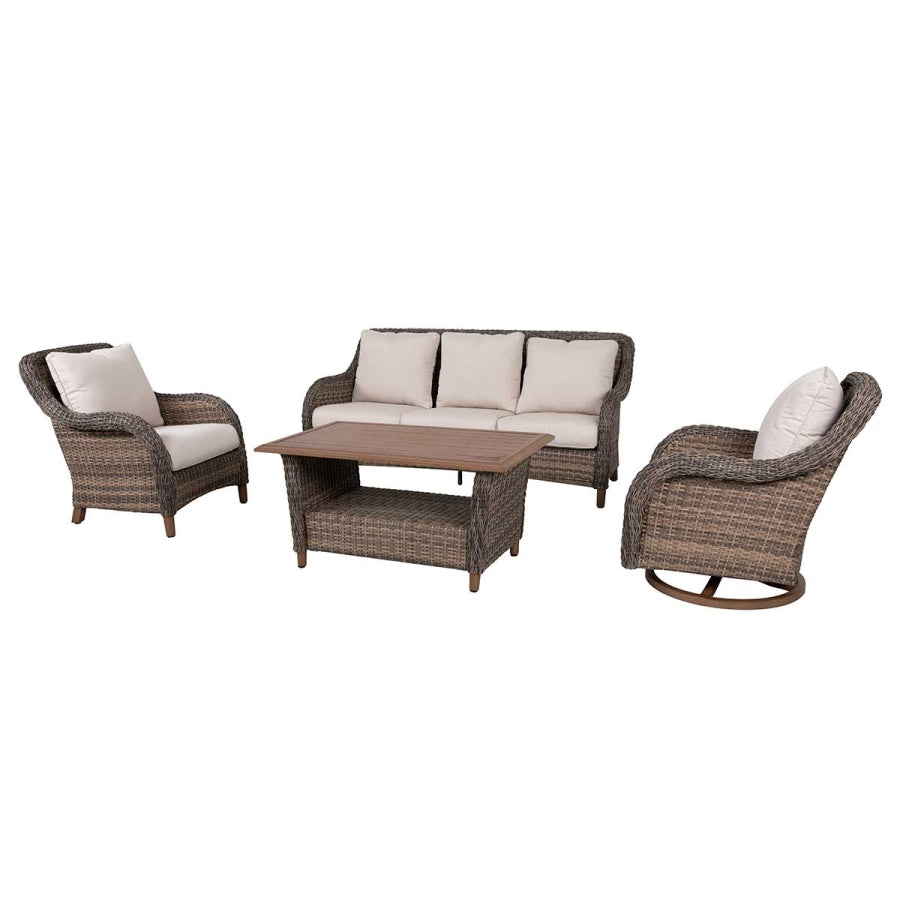The Ashbourne All-Weather Wicker Outdoor Seating Collection with Swivel Rocking Chairs