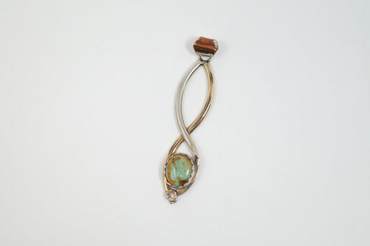 Vintage Native American 12K GF Green Turquoise Sterling Silver Pendant