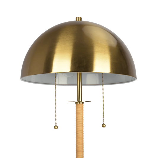 The Ashbourne Brass & Rattan Two-Light Floor Lamp