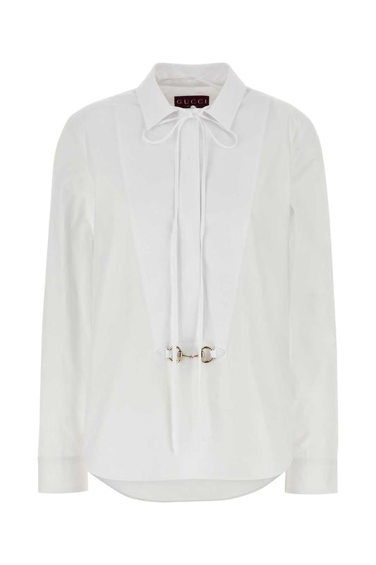 Gucci White Cotton Poplin Shirt