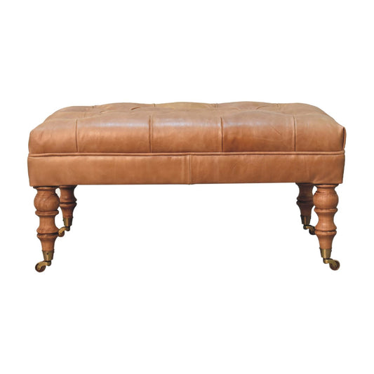 Hawthorne Tufted Buffalo Leather Ottoman