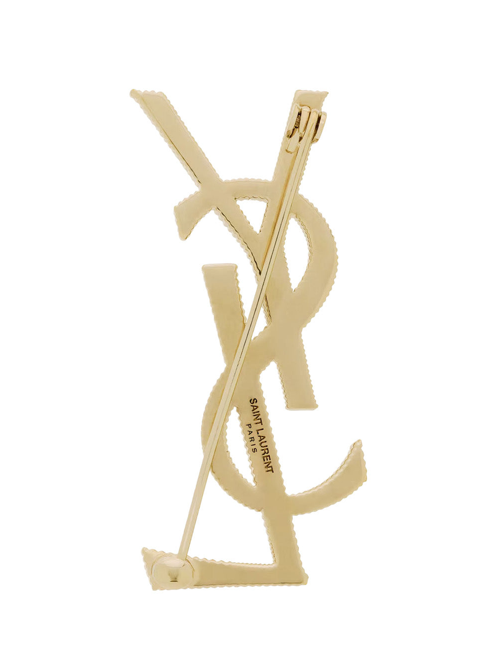 Saint Laurent Women Cassandre Brooch With Back Closure In Brass For Women