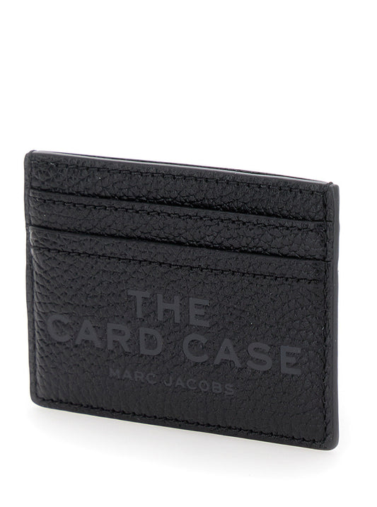 Marc Jacobs Women Black Leather 'Logo' Card Holder With Card Slot For Women