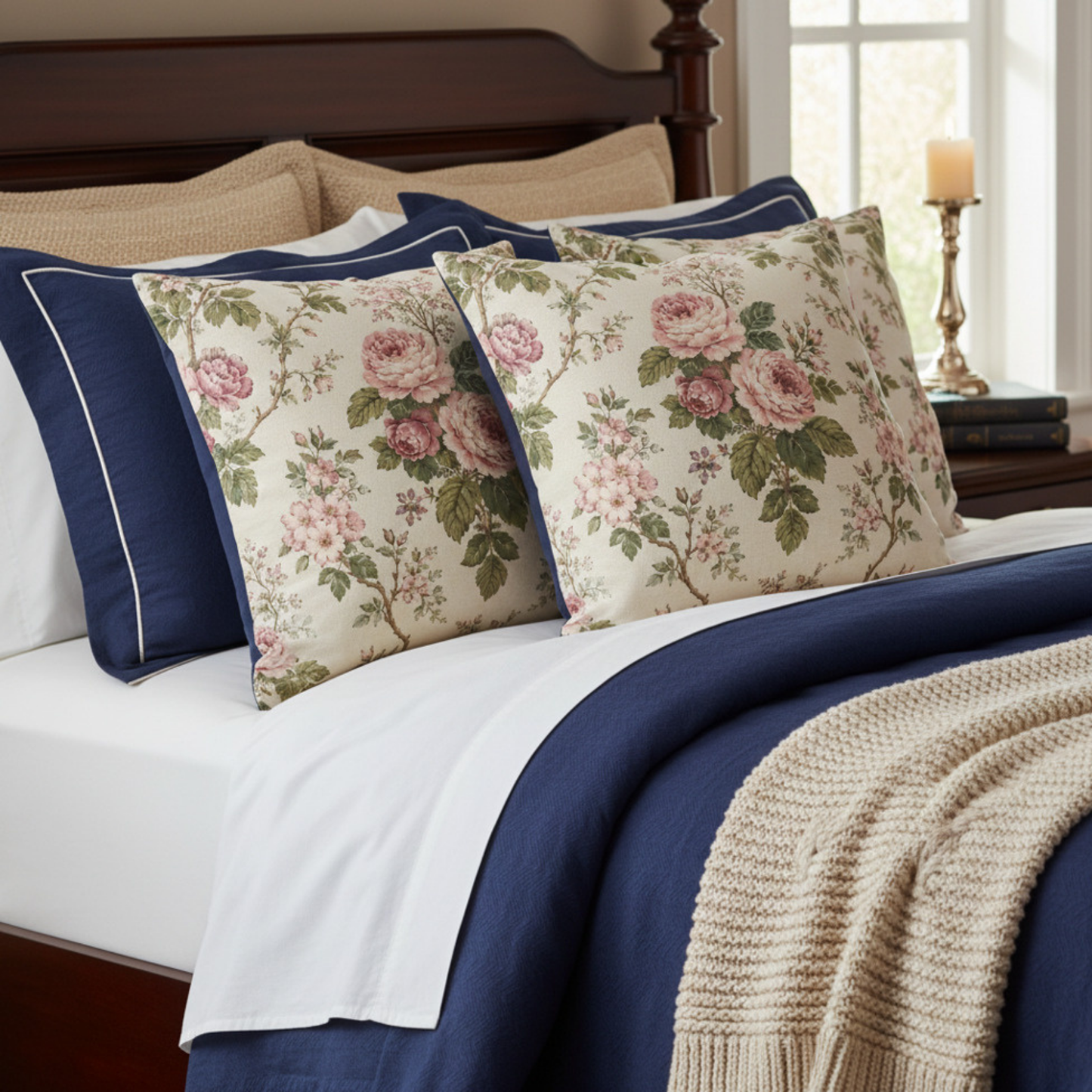 Heirloom Garden Vintage Pink Rose Pillow Cover
