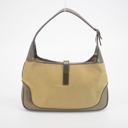 Gucci Gold Canvas / Metallic Brown Leather Jackie Shoulder Bag #2088