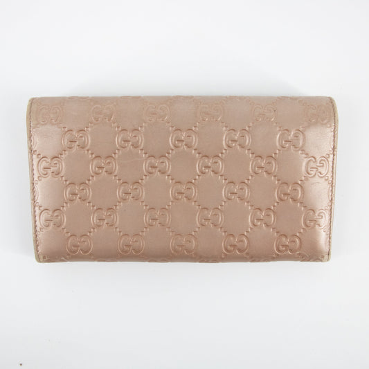 Gucci Pink x Brown Guccisima Lovely Heart Leather Long Wallet #2286