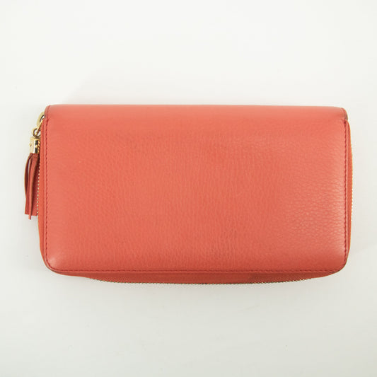 Gucci Coral Pink Soho Interlocking G Leather Round Zipper Long Wallet #2363