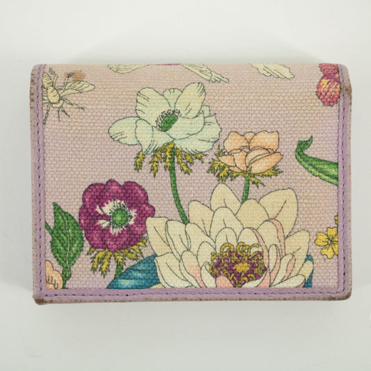 Gucci Purple GG Marmont Canvas x Leather Floral Compact Wallet #2366