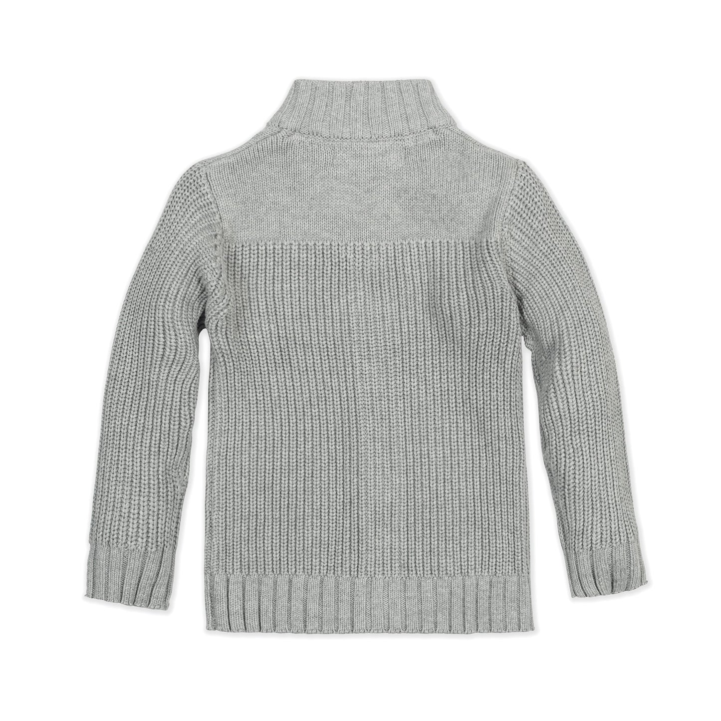Organic Cotton Grey Mock Neck Knit Cardigan