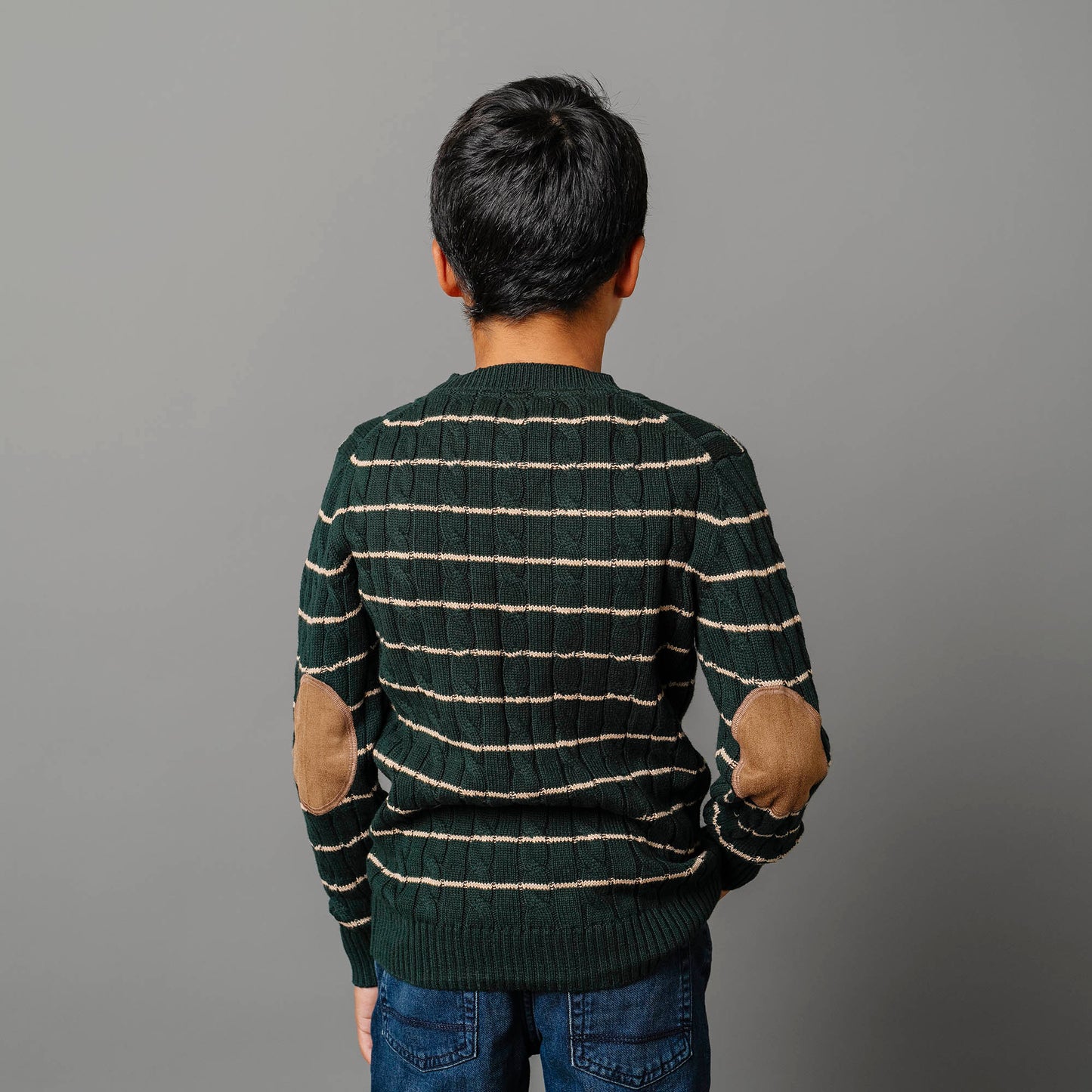 Organic Cotton Sweater Henley with Elbow Patches - Baby