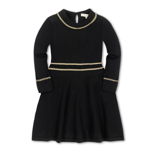 Organic Cotton Black and Gold Tipped Sweater Dress