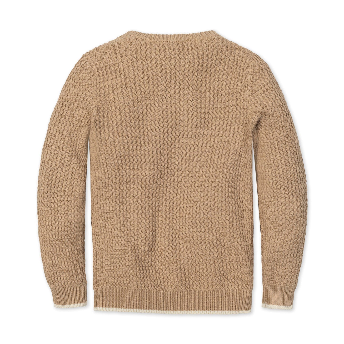 Organic Cotton Neutral Tan Crewneck Sweater with Buttons