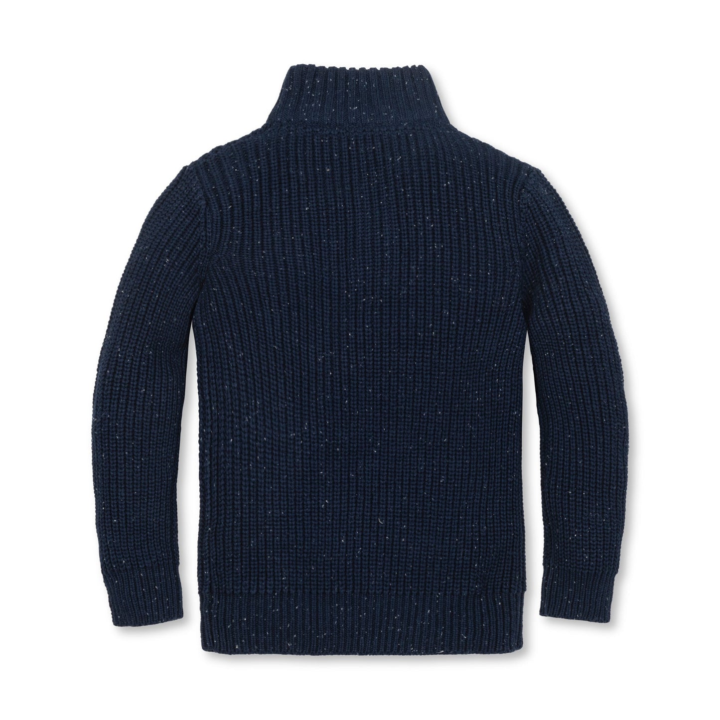 Organic Cotton Navy Chunky Knit Mock Neck Sweater