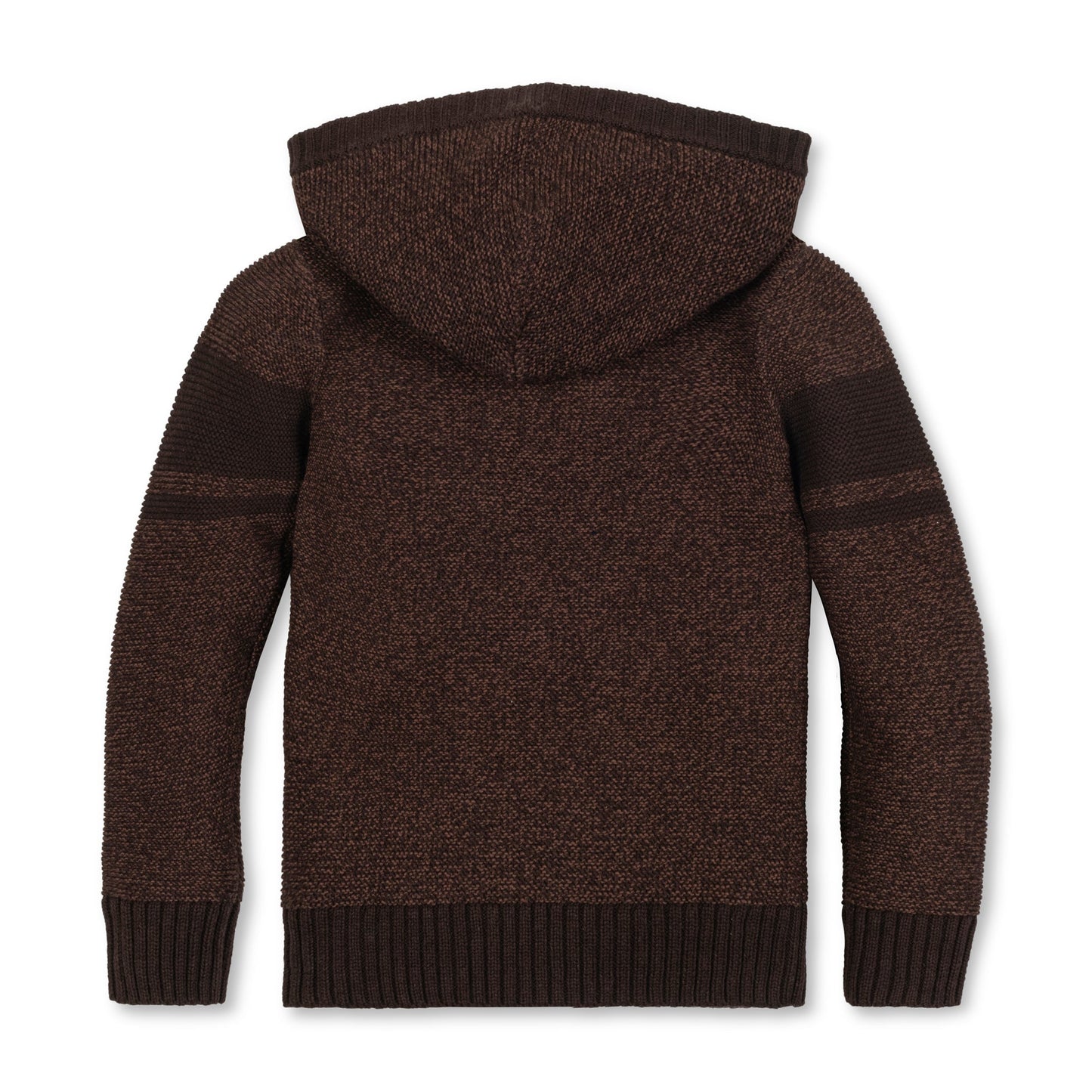 Organic Cotton Brown/Black Rib Knit Hooded Henley Sweater