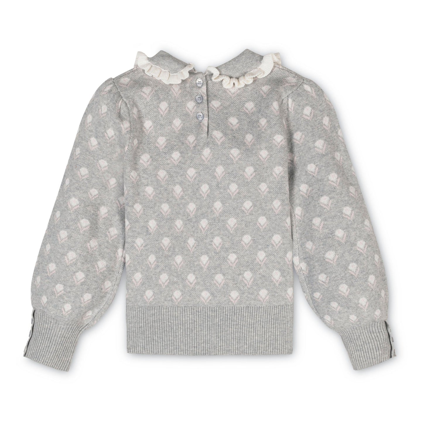 Organic Cotton Gray and White Polkadot Peter Pan Collar Sweater