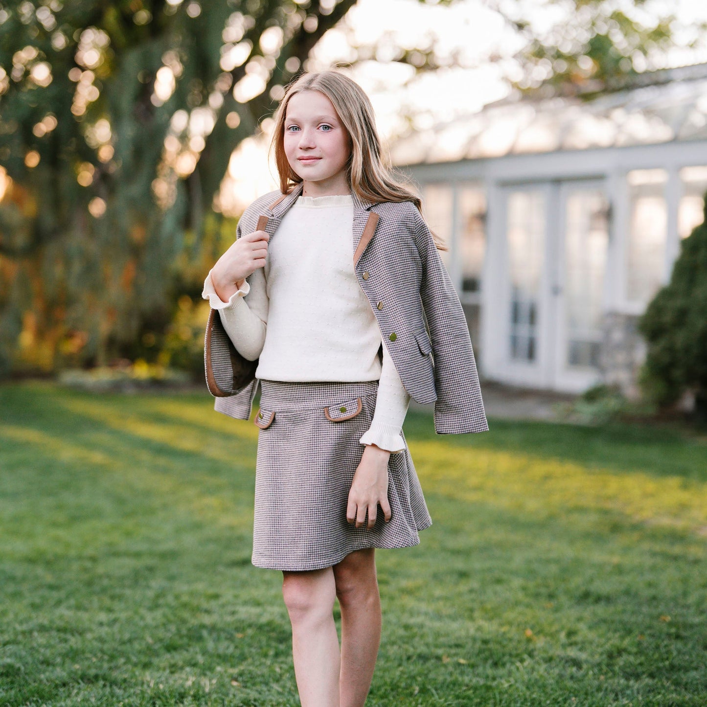 Organic Cotton Brown Tweed Equestrian Circle Skirt