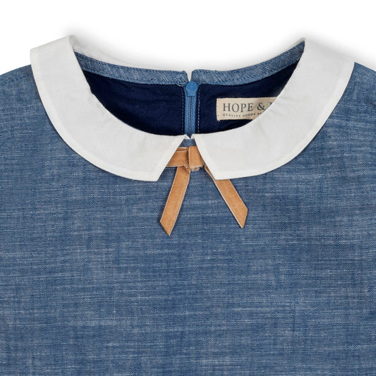 Organic Cotton Blue Chambray Empire Dress
