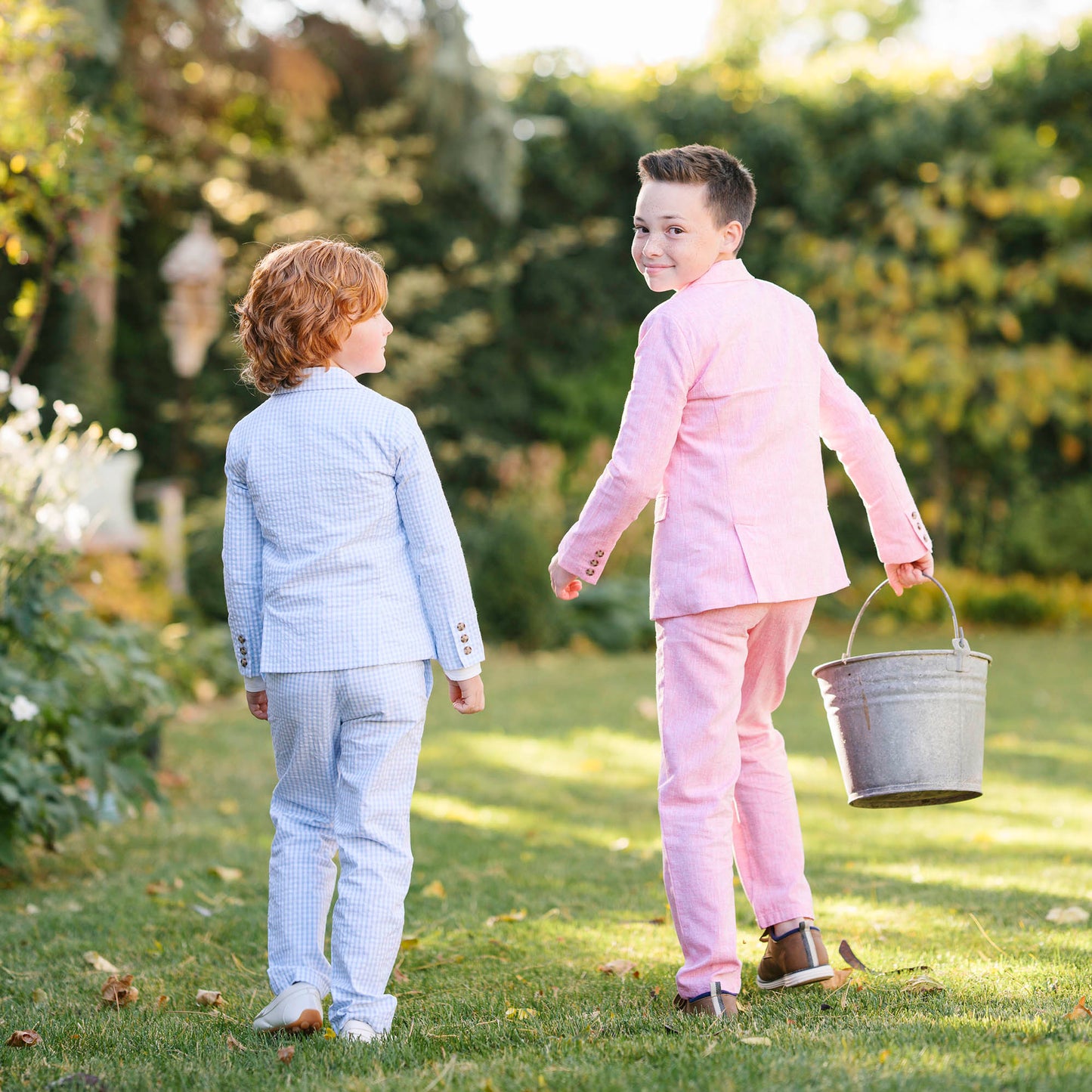 Organic Cotton Blue Seersucker Suit Pant - Baby