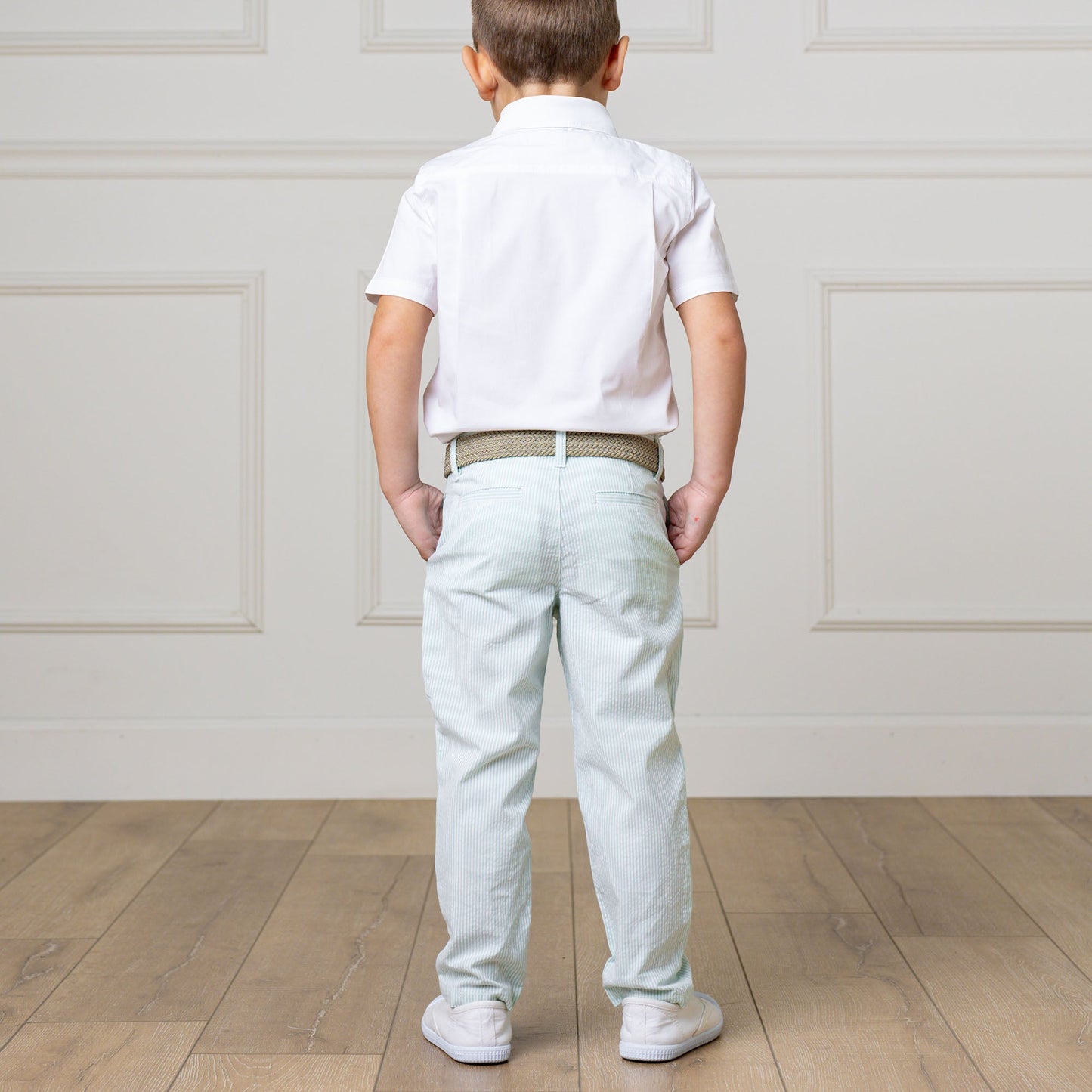 Organic Cotton Blue Seersucker Suit Pant