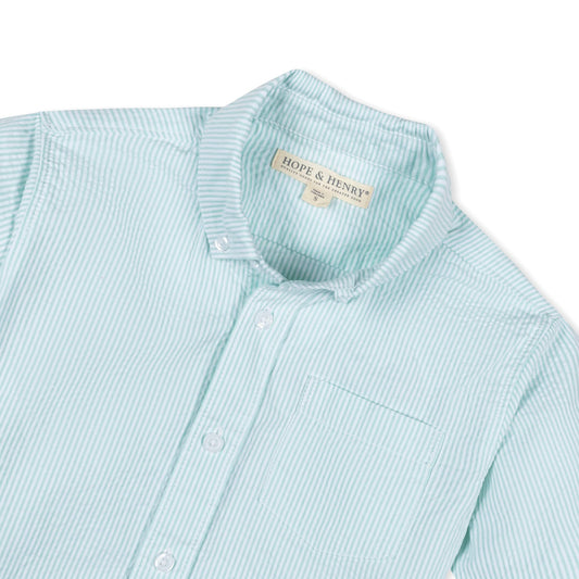Organic Cotton Blue Seersucker Button-down Dress Shirt - Baby