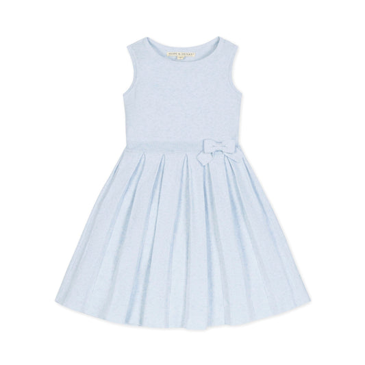 Organic Cotton Blue Pleated Sweater Dress