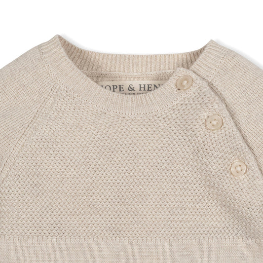 Organic Cotton Neutral Beige Footed Sweater Romper
