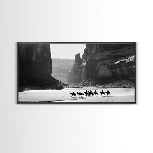 Horse Riders in Monument Valley, Stunning Framed Canvas Print for Living Room Wall Art, Bedroom Decor, Home Decor