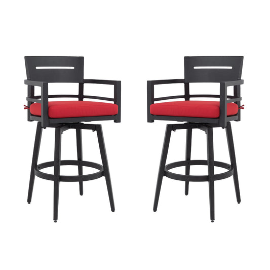 Outdoor Swivel Bar Chairs, 360 Degree Rotation, Ergonomic Backrest (Set of 2)