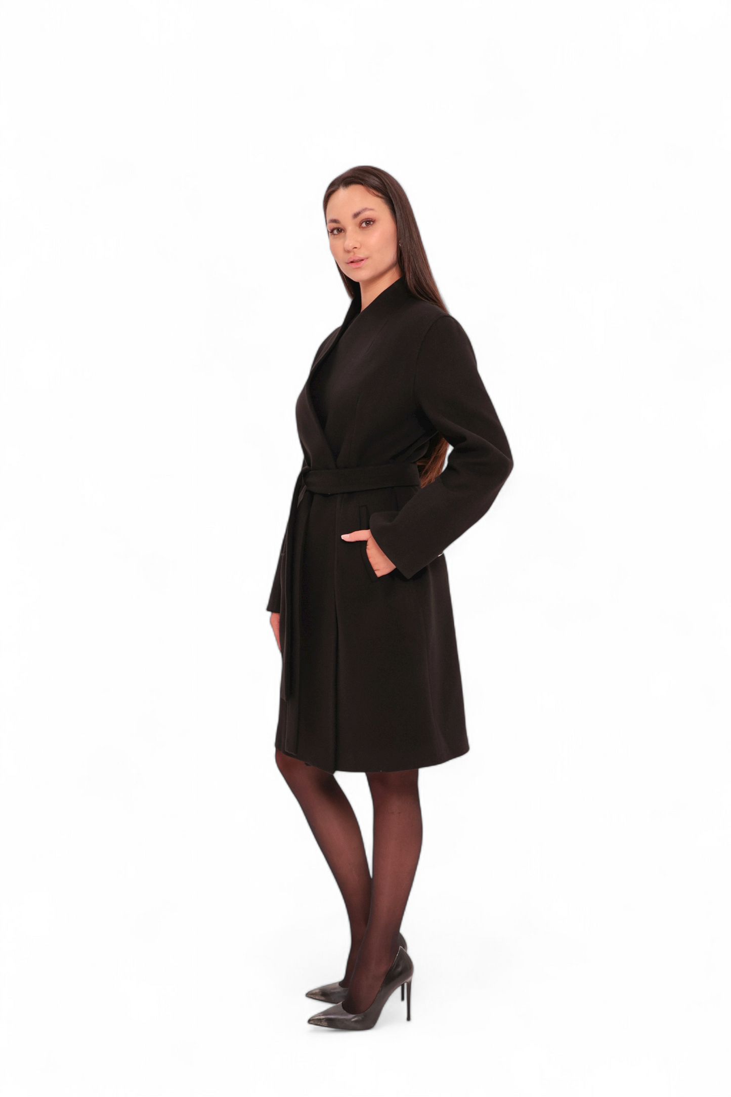 Opéra Midi Cashmere Blend Overcoat in Black
