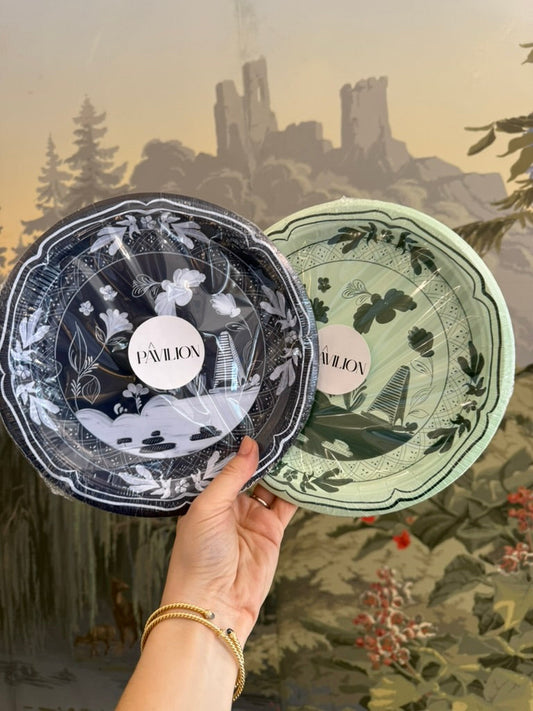 Navy Beachside Pavilion Dessert Paper Plates - 8 pack