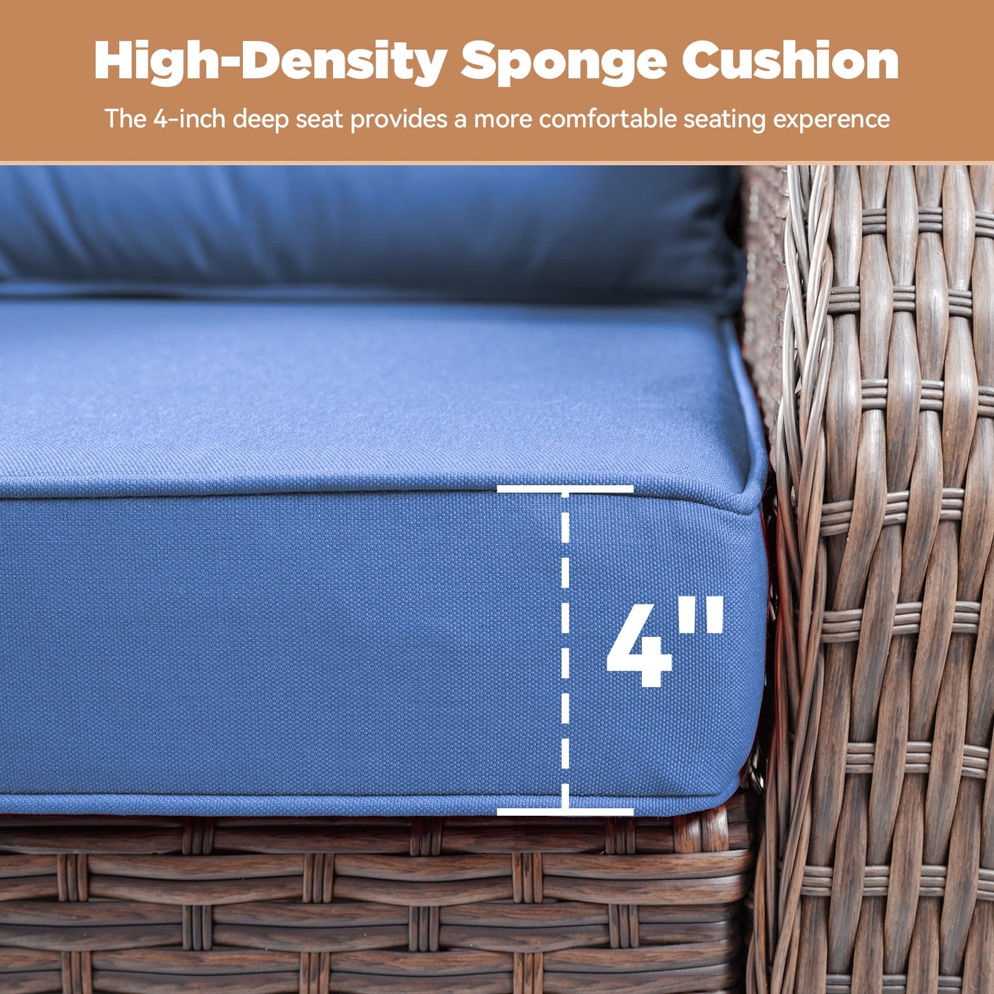Outdoor Conversation Set PE Rattan Blue 3-Piece Seats 2 with Side Table