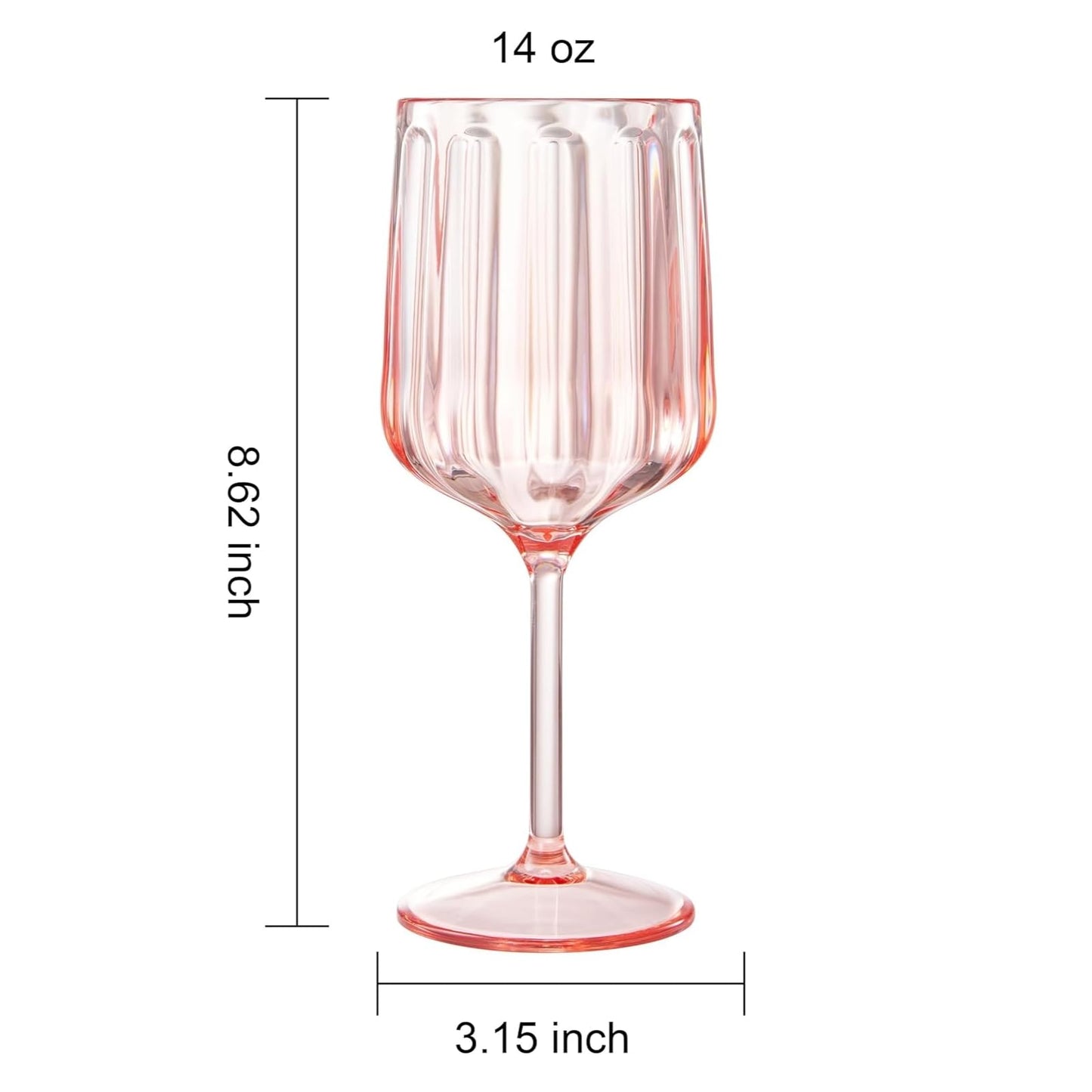 Khen Acrylic Lucia Stemmed Goblets - Set of 6 |14oz | Pink