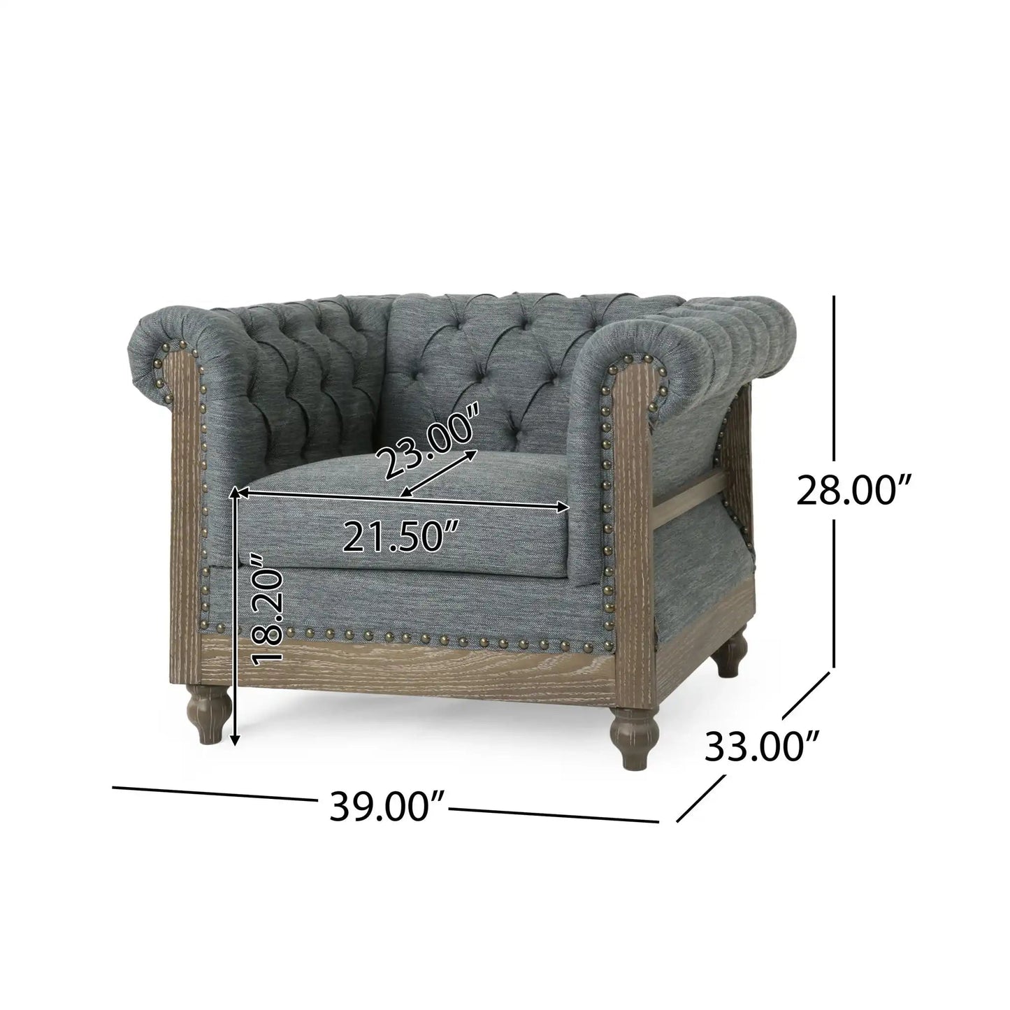 Ashbourne Tufted Club Chair with Scrolled Tuxedo Arms