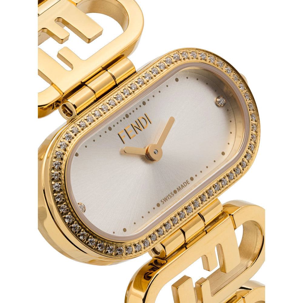 Fendi Diamond Oval Automatic Watch – Gold & White