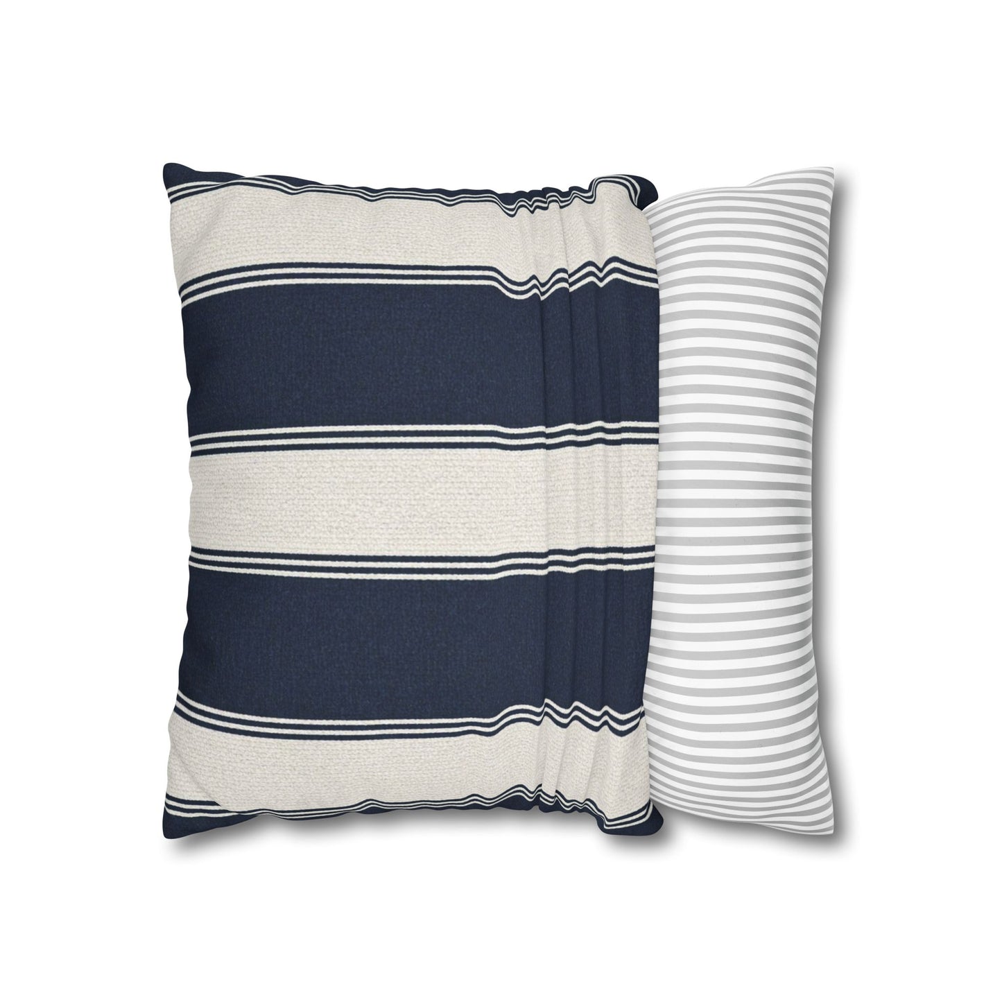 Navy Cream Striped Throw Pillowcase, Square Throw Pillow Cover 18x18 | Coastal Cottage Decor 18"x18"