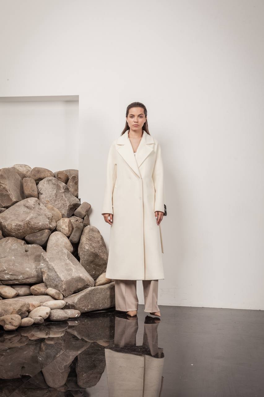 Premium 100% Australian Merino Wool Coat in Marshmallow