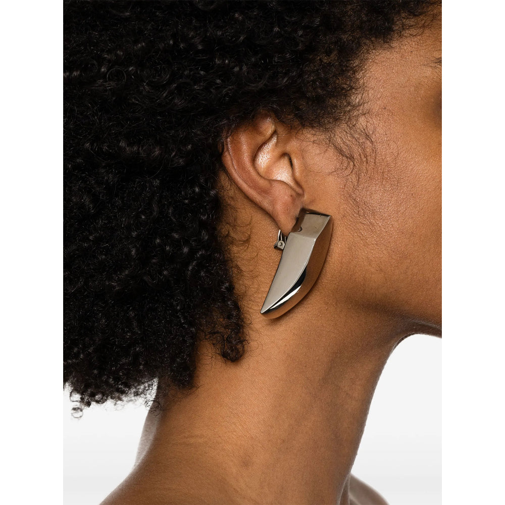 Saint Laurent Sculpted Drop Earrings – Palladium Silver