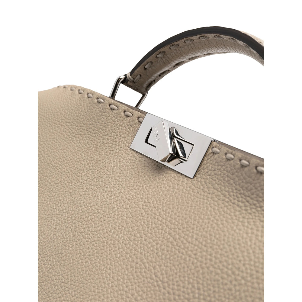 Fendi Selleria Leather Tote Bag – Taupe Grey