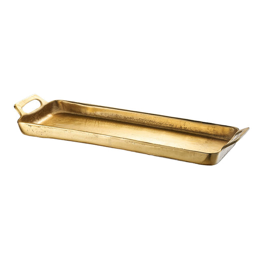 Gute Large Brass Decorative Serving Tray with Handles | 24"
