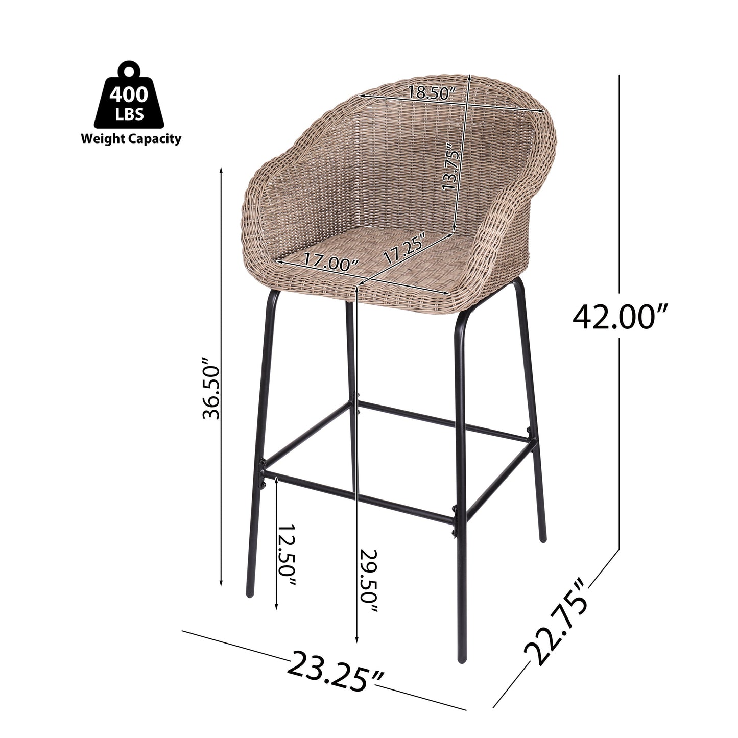 The Willowmere Outdoor Woven Bar Stools, Set of 2