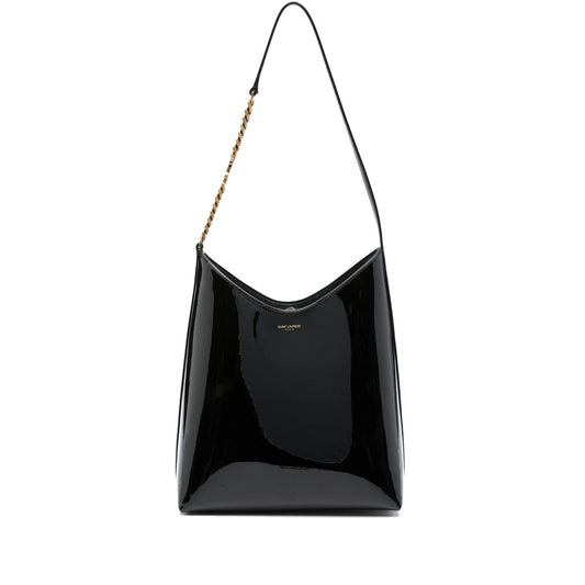 Saint Laurent Patent Leather Chain Shoulder Bag – Black