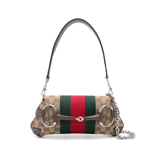 Gucci GG Supreme Horsebit Shoulder Bag – Beige & Brown
