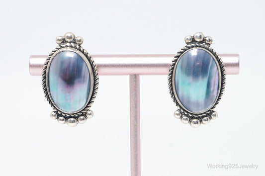 Vintage Navajo Native American QT Quoc Blue Sterling Silver Earrings