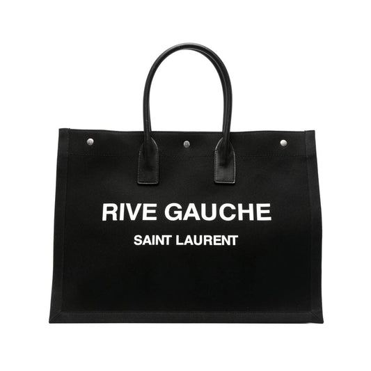 Saint Laurent Rive Gauche Canvas Tote – Black & White