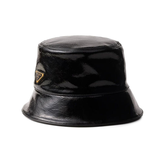 Prada Patent Leather Wide-Brim Hat – Black