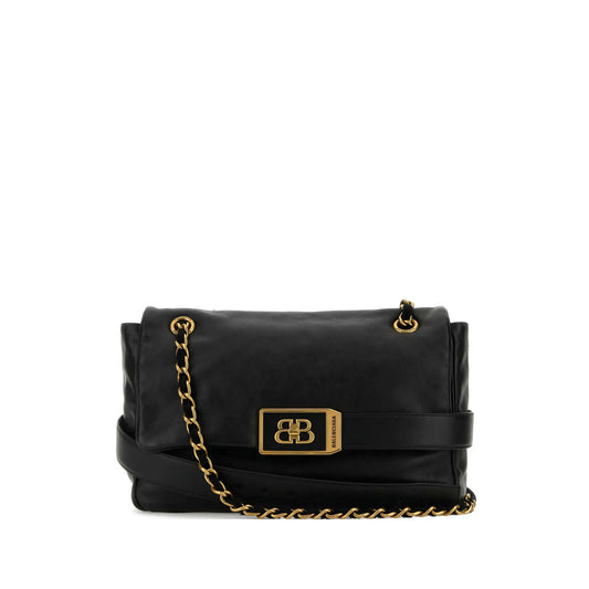 Balenciaga Monaco Chain Shoulder Bag – Black Leather