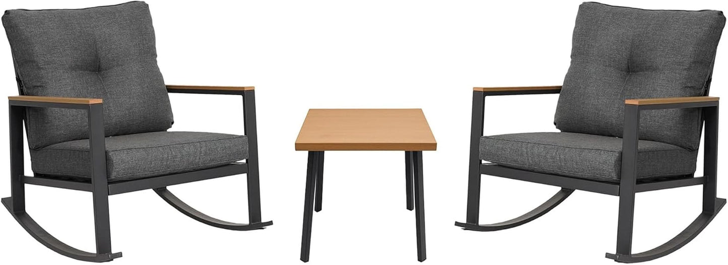 Outdoor Rocking Bistro Set with Thick Cushions